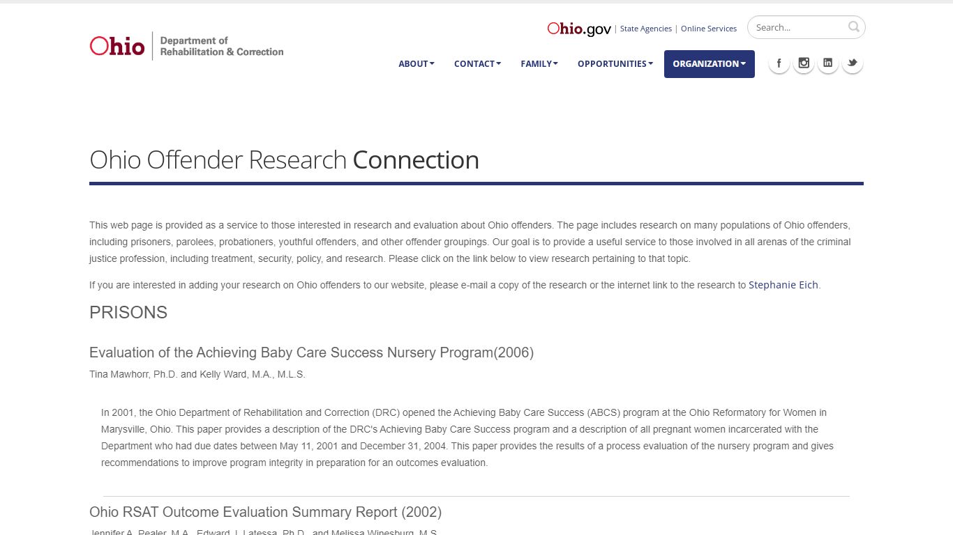 Ohio Offender Research Connection